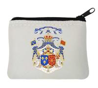 Grand Royal Porte-monnaie en néoprène avec armoiries de France et Navarre Blanc 10 x 11 cm