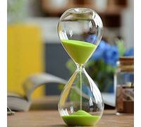 Grand sablier coloré en Verre Tendance - Décoration d’intérieur ou Cadeau de Noël et d'anniversaire, Green, 60 Minutes