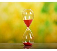Grand sablier coloré en verre tendance - Décoration d’intérieur ou cadeau de Noël et d'anniversaire, Red, 60 Minutes