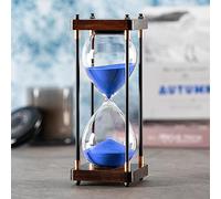 Grand sablier de 60 minutes, sablier décoratif en bois avec sable bleu, horloge de sable de 1 heure