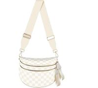 Grand sac à bandoulière à carreaux pour femme en nylon avec sangle supplémentaire, Beige à carreaux, Mode
