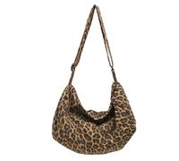 Grand Sac à Bandoulière Décontracté pour Femme Imprimé Léopard Jaune Toile Sac Messager Quotidien et Shopping