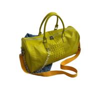 Grand sac à bandoulière en cuir pour femmes Sacs de sport colorés en cuir PU souple for femmes, multifonctions, for entraînement, fitness, voyage, à bandoulière, rayures(Yellow)