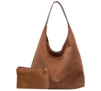 Grand sac à bandoulière en daim pour femme Marron