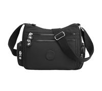 Grand sac à bandoulière en nylon pour femme, pochette de rangement étanche à fermeture éclair avec plusieurs poches pour voyage, école, extérieur, Noir , Refer to description