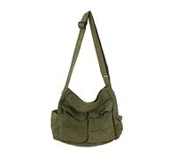 Grand sac à bandoulière en toile avec plusieurs poches, sac fourre-tout en toile pour femme, sac rose, Vert, Taille unique