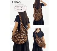 Grand sac à bandoulière imprimé léopard, sac bandoulière pour femmes, sac fourre-tout polyvalent décontracté, fermeture éclair, en velours côtelé, léger et pliable, convient pour le travail, les étude