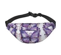 Grand sac à bandoulière tendance avec motif papillon et peinture à l'huile violette, sac banane de voyage décontracté pour garçons, adapté pour le sport, la course à pied, le cyclisme, les voyages, la