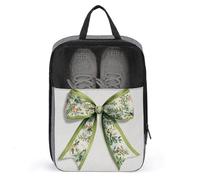 Grand sac à chaussures à motif floral aquarelle avec nœud long ruban pour voyage, usage quotidien, sac de rangement anti-poussière pour chaussures de golf