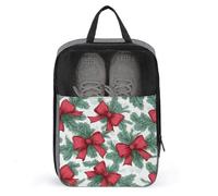 Grand sac à chaussures avec nœuds rouges sur branches de pin vert pour voyage, usage quotidien, sac de rangement anti-poussière pour chaussures de golf