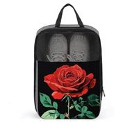 Grand sac à chaussures de golf avec rose rouge pour voyage, usage quotidien, sac de rangement anti-poussière