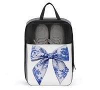 Grand sac à chaussures en toile blanche bleu marine avec nœud à double boucle pour voyage, usage quotidien, sac de rangement anti-poussière pour chaussures de golf