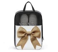 Grand sac à chaussures en toile de jute avec nœud de Noël pour voyage, usage quotidien, sac de rangement anti-poussière pour chaussures de golf