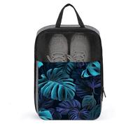 Grand sac à chaussures Monstera noir sur fond bleu foncé pour voyage, usage quotidien, sac de rangement anti-poussière pour chaussures de golf