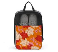 Grand sac à chaussures orange avec feuilles d'automne pour voyage, usage quotidien, sac de rangement anti-poussière pour chaussures de golf