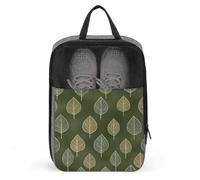 Grand sac à chaussures vert olive avec contour de feuille crème pour voyage, usage quotidien, sac de rangement anti-poussière pour chaussures de golf