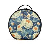Grand sac à cosmétiques bleu motif chou-fleur floral pour voyage avec séparateurs réglables 28 cm
