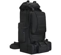 Grand Sac à Dos de Camouflage 2 en 1, 100L Sac à Dos de Randonnée Militaire Tactique Molle Sacs a Dos Etanche Survie Armee Sacs a Dos d'urgence idéal pour Trekking, Camping Voyage, Alpinisme,Noir