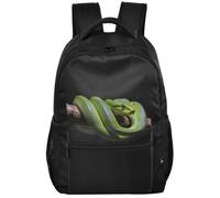 Grand sac à dos de style moderne avec doublure en peau de pêche et poches | Drôle arbre vert python amoureux reptile propriétaire animal de compagnie serpent