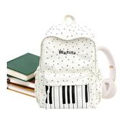 Grand sac à dos léger avec imprimé piano et beaucoup de choses, Blanc