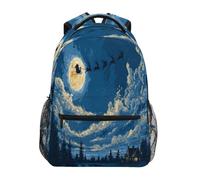 Grand sac à dos pour enfants avec motif d'élan qui tire le Père Noël pour garçons filles étudiants grands sacs à dos pour école primaire sac à bandoulière sac à livres