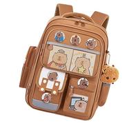 Grand sac à dos pour l'école Capybara grand avec charme et badge - Étudiant étranger | Sac de voyage compétitif pour adolescents avec grands compartiments, design léger durable pour étudier i