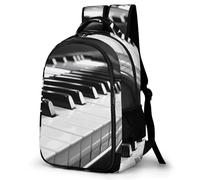 Grand sac à dos pour ordinateur portable avec clavier de piano noir et blanc, imperméable, sac à dos réglable pour le travail, respirant, sac de voyage extensible pour homme et femme, sac à dos