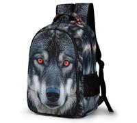 Grand sac à dos pour ordinateur portable avec grand loup noir aux yeux rouges, sac à dos imperméable réglable pour le travail, respirant, sac de voyage extensible pour homme et femme, sac à dos