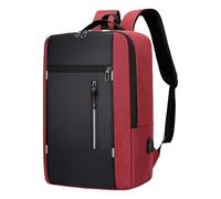 Grand sac à dos tendance pour femme - Approuvé par les voyages - Sac à dos de voyage pour avions - Sac de sport avec port USB - Sac à dos de voyage en polyester gris - Ensemble sac à main - Rouge
