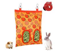 Grand sac à foin amélioré pour lapin, cochon d'Inde, lavable à suspendre, support pour sac à foin avec 2 crochets arrière, 3 trous pour lapins, chinchilla, hamster, 22,9 x 27,9 cm (orange)