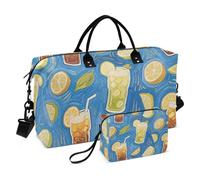 Grand sac à main de voyage décoratif avec trousse de toilette pour yoga - Jus de citron bleu