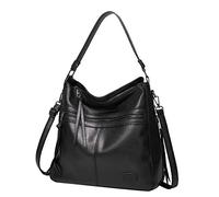 Grand sac à main en cuir pour femme, Noir , Taille unique