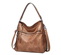 Grand sac à main pour femme en cuir et nylon, kaki, Taille unique