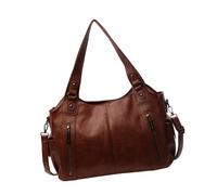 Grand sac à main souple en cuir synthétique avec plusieurs poches pour un usage quotidien, BN, Taille unique