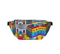 Grand sac banane à bandoulière avec blocs de construction colorés, cadeaux pour profiter du sport, festival, entraînement, voyage, course à pied, décontracté, noir, taille unique, Noir , Taille unique