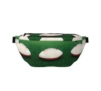 Grand sac banane à bandoulière en forme de ballon de rugby blanc, cadeau pour profiter du sport, festival, entraînement, voyage, course à pied, décontracté, noir, taille unique, Noir , Taille unique