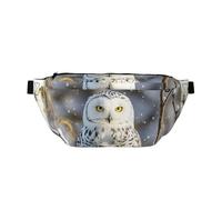 Grand sac banane à bandoulière pour homme et femme, motif aurore boréale, sac de poitrine réglable pour voyage, Hibou blanc hivernal, Taille unique, Rétro