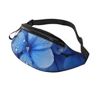Grand sac banane à bandoulière pour homme et femme, sac banane tendance avec sangle réglable pour l'entraînement, la course à pied, les voyages, motif floral bleu, Taille unique