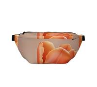 Grand sac banane à bandoulière pour homme et femme, sac de poitrine au paradis tropical, sac de taille réglable pour voyage, Fleurs orangées., Taille unique, Rétro