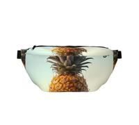 Grand sac banane à bandoulière pour homme et femme, sac de poitrine en forme de coq réglable pour les voyages, Fruits d'ananas., Taille unique, Rétro