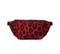 Grand sac banane à bandoulière pour homme et femme, sac de poitrine en forme de coq réglable pour les voyages, Motif léopard - Rouge, Taille unique, Rétro