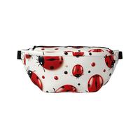 Grand sac banane à bandoulière pour homme et femme, sac de poitrine réglable pour voyage, Coccinelle - Rouge, Taille unique, Rétro