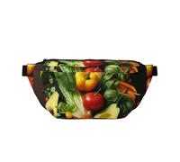 Grand sac banane à bandoulière pour homme et femme - Style bohème - Fleurs de lotus dorées - Sac de poitrine réglable pour voyage, Divers légumes, Taille unique, Rétro