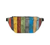 Grand sac banane à imprimé léopard mignon avec sangle réglable pour la randonnée, les voyages, le fitness et le transport quotidien, Planche en bois coloré, One Size, Imprimé