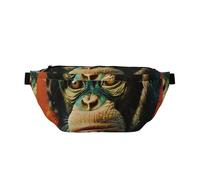 Grand sac banane à imprimé tropical de palmier, sac banane à bandoulière avec sangle réglable, sac de poitrine pour randonnée, voyage, fitness et transport quotidien, singe, One Size, Imprimé