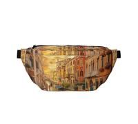 Grand sac banane à motif léopard marron avec sangle réglable pour la randonnée, les voyages, le fitness et le transport quotidien, Magnifique vue sur le Canal de Venise, One Size, Imprimé