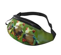 Grand sac banane amusant grenouilles pour homme et femme, sac banane avec prise casque et poches zippées, ceinture réglable pour le sport, la course, la randonnée, le camping, l'entraînement, le