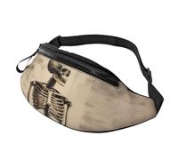 Grand sac banane amusant squelette humain pour homme et femme, sac banane avec prise casque et poches zippées, ceinture réglable pour le sport, la course, la randonnée, le camping, l'entraînement, le