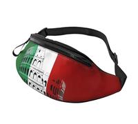 Grand sac banane avec drapeau italien du Colisée romain pour homme et femme, sac banane avec prise casque et poches zippées, ceinture réglable pour le sport, la course, la randonnée, le camping