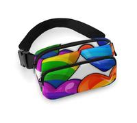 Grand sac banane avec sangle réglable pour l'entraînement en plein air, les voyages, la course décontractée, la course à pied, l'arc-en-ciel, Cœurs Gay Pride aux couleurs de l'arc-en-ciel, 20x13cm